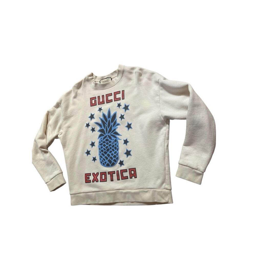 Gucci Exotica 100% Cotton Crewneck Sweatshirt Pineapple Off White Men’s S - Picture 12 of 15